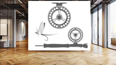 Fishing reel icons Wall mural