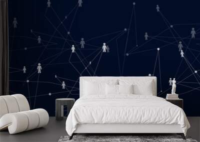 Human Connections on the dark blue background Wall mural