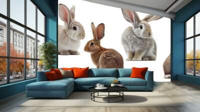 Rabbits on a png background created with Generative Ai Wall mural