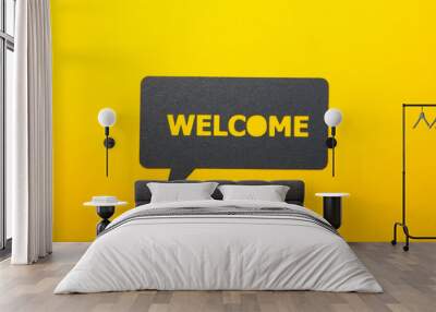 Speech bubble sticker with welcome. Wall mural