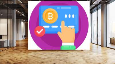 
A verified bitcoin card, digital currency flat round icon 

 Wall mural