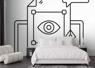 
Design review flat outline icon, digital research 
 Wall mural