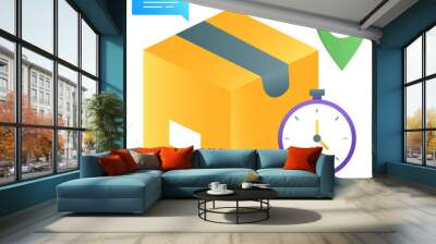 
Logistic cardboard with clock depiction, delivery on time vector in gradient style 
 Wall mural