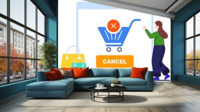 
Shopping cart with cross mark showing cancel order vector 
 Wall mural