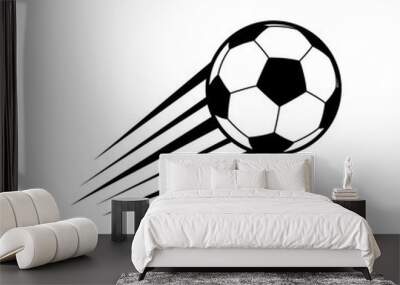 Flying soccer ball. Vector Wall mural