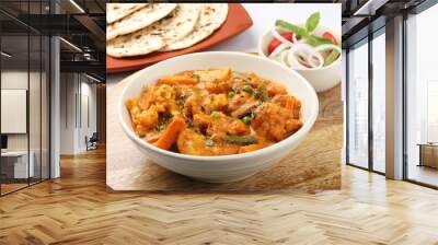 Indian food Mix vegetable curry with Tandoori roti or nan, Indian flat bread Wall mural