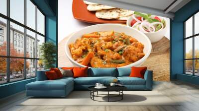 Indian food Mix vegetable curry with Tandoori roti or nan, Indian flat bread Wall mural