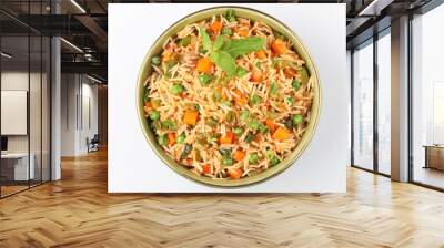 Schezwan Fried Rice is a popular indo-chinese food served in a plate or bowl with authentic sausages. selective focus Wall mural