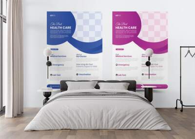 Corporate healthcare and medical flyer or poster design layout Wall mural