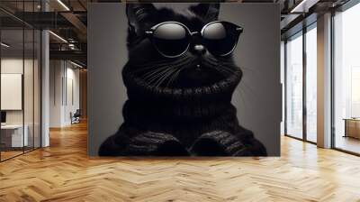 black cat with sunglasses Wall mural