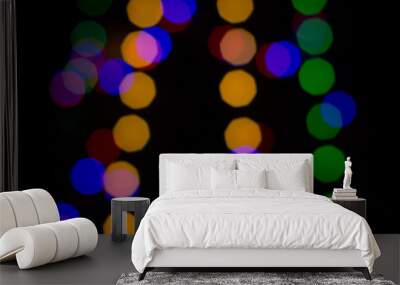 Colorful abstract blured bokeh from lights at night Wall mural