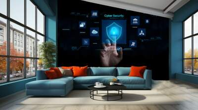 cyber security concept, Login, User, identification information security and encryption, secure Internet access, cybersecurity, secure access to user's personal information, Wall mural