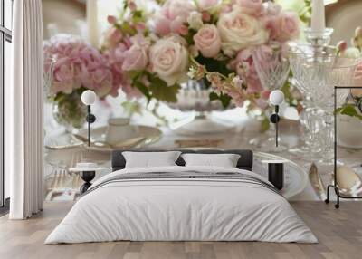 wedding table setting with flowers Wall mural