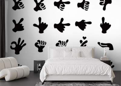 ハンドサインのアイコンセット_黒ベタ Wall mural