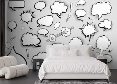 blank speech bubbles. set of comic speech bubbles with shadows. vector illustration Wall mural