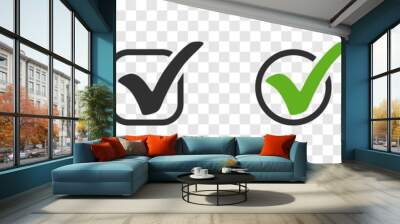 check mark. check mark vector icons. green and black check marks in circle and square. check mark co Wall mural