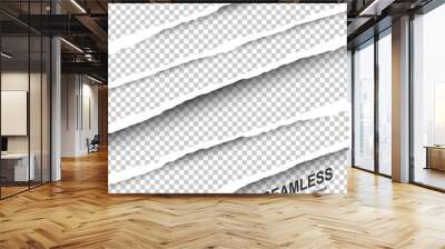 Collection realistic ripped paper on transparent background Wall mural