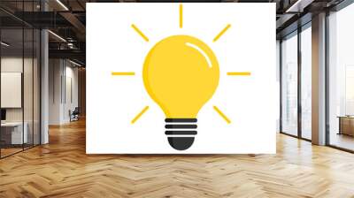 Light bulb icon. Light bulb vector icon. Idea icon. Lamp concept. Light bulb, isolated on white background in modern simple flat design. Vector Wall mural