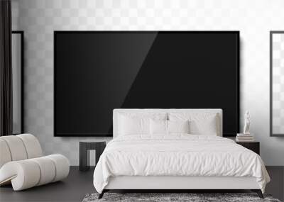 Realistic TV Screen. White, black and transparent Screen in LCD. lcd panel, led type, Screen with shadow. Vector illustration Wall mural