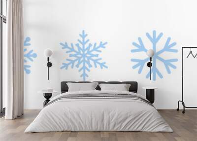 Set of blue Snowflakes icons. Black snowflake. Snowflakes template. Snowflake winter. Snowflakes icons. Snowflake vector icon Wall mural