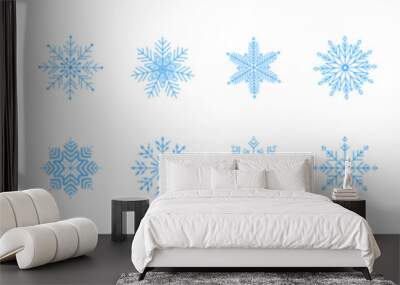 Snow. Snowflake- vector icons. Snowflakes template. Snowflake different shape. Winter concept. Vector illustration Wall mural