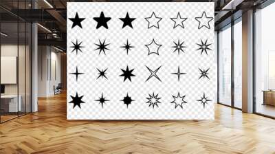 stars collection. star vector icons. golden and black set of stars, isolated on transparent backgrou Wall mural