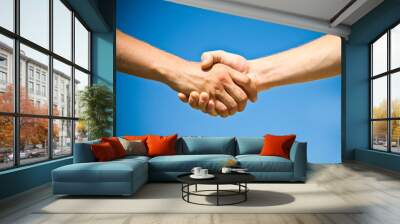 Shaking hands of two business people Wall mural