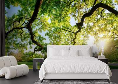 Tranquil panoramic scenery in a beautiful park Wall mural