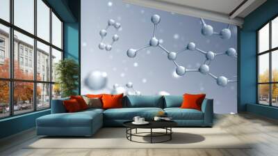 Science background with molecular model of atom structure Wall mural