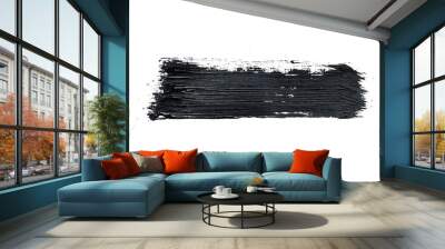 Black acrylic paint, ink brush stroke, brush, line, art. Clean artistic design stripe elements. Isolated Hand Drawn PNG Texture. Transparent background. Wall mural