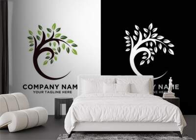 circle tree logo letter c vector illustration design Wall mural