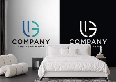 initial letter U and G logo design vector illustration template Wall mural