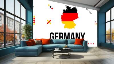 Germany national or independence day banner for country celebration. Map of Germany with raised fists. Modern retro design with typorgaphy abstract geometric icons. Vector illustration. Wall mural