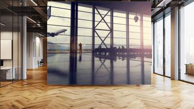 Passengers in an airport Wall mural