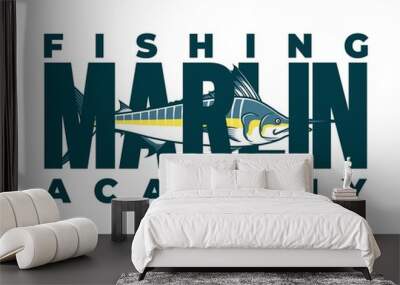 illustration of fishing with hook and loose bait and string Wall mural