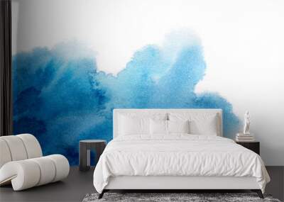 Hand painted blue watercolor background. Watercolor wash.  Wall mural