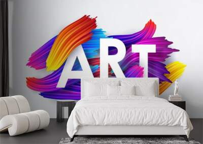 Art on the background of colorful brushstrokes of oil or acrylic paint Wall mural