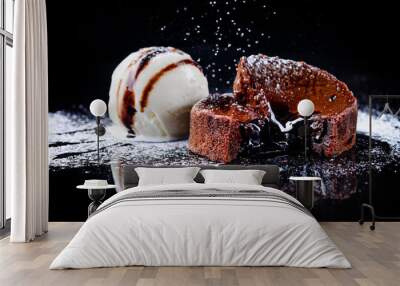 dessert ice cream ball chocolate cake Wall mural