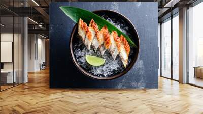 eel fillet on ice - serve sashimi in an expensive restaurant Wall mural