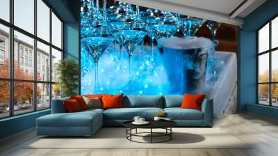 fresh modern coctail on the black background with smoke Wall mural