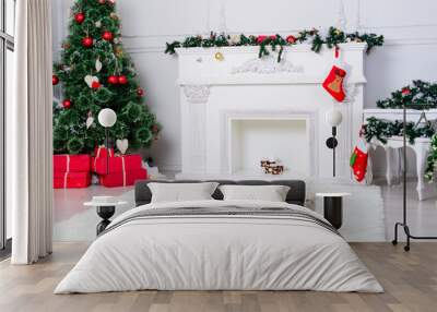 Interior decoration: Christmas living room interior decoration w Wall mural