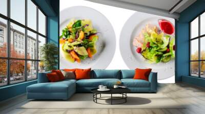 set of fresh salads isolated on white Wall mural