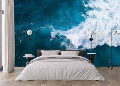 Surfer at the top of the wave Wall mural