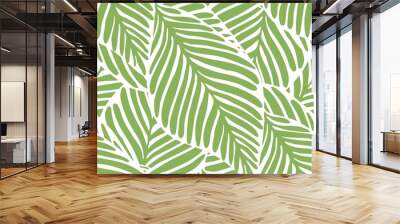 Abstract bright green leaf seamless pattern. Exotic plant. Wall mural