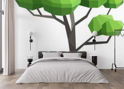 Abstract low poly tree icon isolated. Geometric polygonal style. 3d low poly. Wall mural