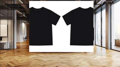 Apparel technical sketch unisex oversize t shirt. T-shirt design template. Black color. Wall mural