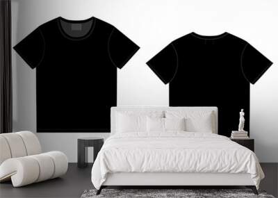 Black t-shirt design template. Front and back vector. Wall mural