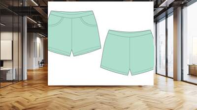 Technical sketch sleep shorts pants design template Wall mural