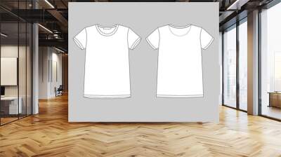 Technical sketch unisex t shirt on gray background. T-shirt design template. Wall mural