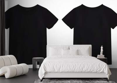 unisex black t shirt mock up. t-shirt design template. Wall mural